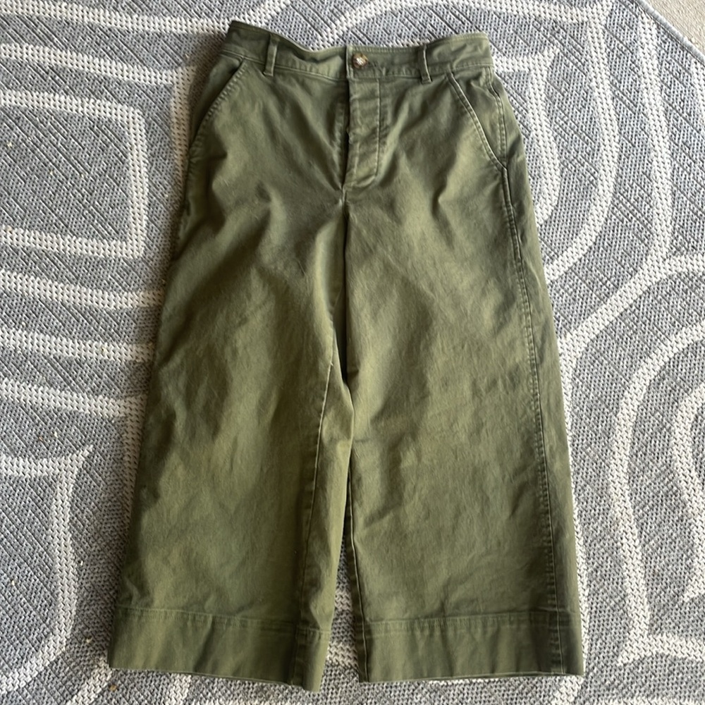 Madewell Langford pants chino jeans cropped size 27 military green wide leg - Picture 3 of 9